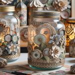 Barattoli Vetro Decoupage Barattoli in vetro per decoupage con design floreale
