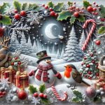 Tavolo decorato con decoupage natalizio su vetro