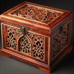 Cofanetto in legno con decoupage artigianale e dettagli in stile deco