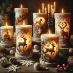 Candele Natalizie Decoupage crea atmosfera con decorazioni uniche e personalizzate
