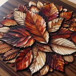 Decoupage Con Foglie Secche Su Legno decorazioni autunnali originali