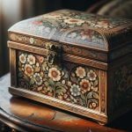 Scrigno Legno Decoupage custodia vintage per gioielli artigianale