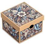 A4 Scatola Cartone Con Coperchio E Disegni Decoupage Scatola in cartone A4 con coperchio e decorazioni decoupage, perfetta per regali o decorazioni creative