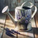 Annaffiatoio Con Lavanda Decoupage decoupage artigianale per un tocco di eleganza nel giardino