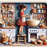 Bambina Che Cucina Su Sgabello Decoupage crea momenti speciali con piccoli gesti culinari e decorazioni personalizzate