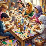 Bambini in Decoupage divertimento creativo con colori e fantasia