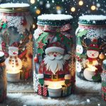 Barattoli Yogurt Decoupage Natale Creazioni uniche con barattoli yogurt per decorazioni natalizie originali e creative con la tecnica del decoupage