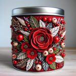 Decora il tuo barattolo di latta con feltro rosso per un progetto di decoupage creativo
