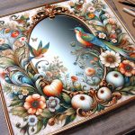 Decoupage Su Uno Specchio Specchio rifinito con decoupage per una decorazione unica e creativa