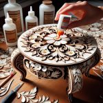Decoupage Tavolini crea opere uniche con carta colorata su mobili in legno per un tocco personale e creativo